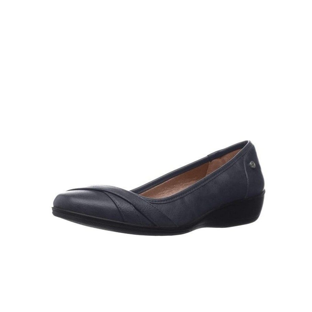 Life Stride Womens 7.5 M Navy Dusty Mill Loyal Faux Leather Ballet Flats NIB NP5